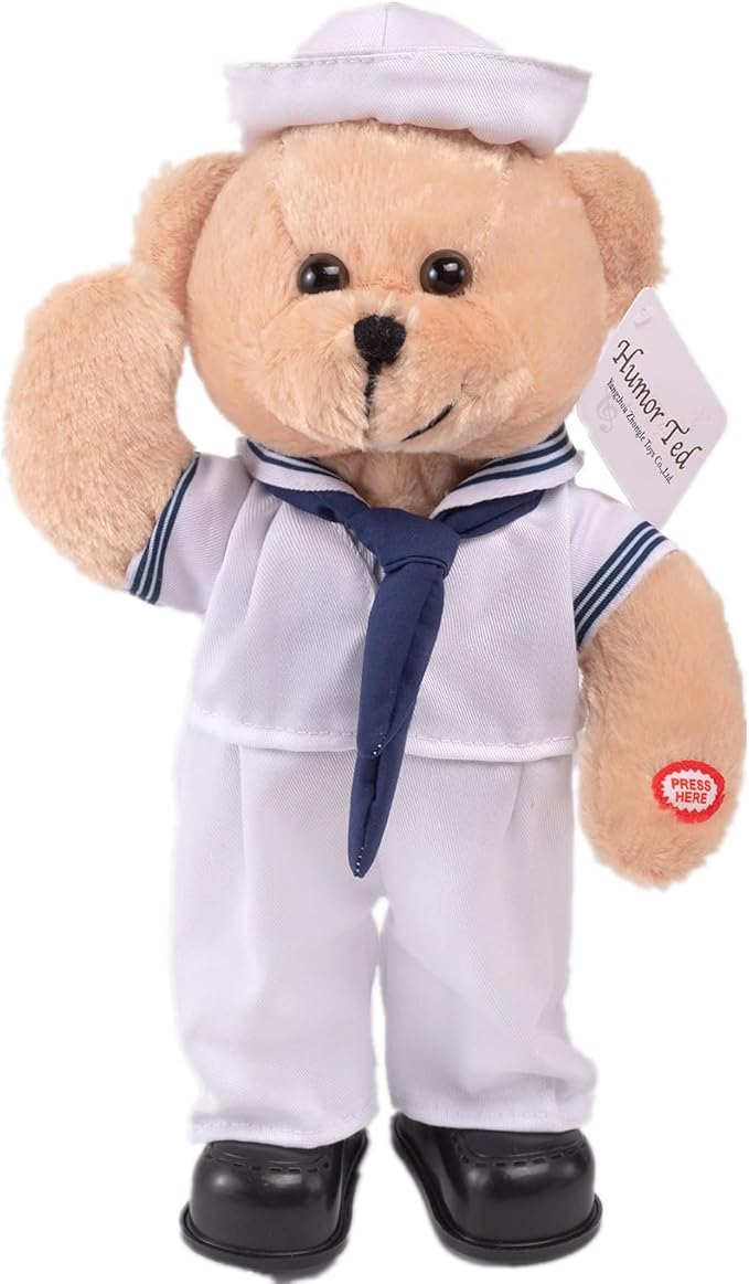 Children's Idol Military Hero Teddy Bear Stuffed Animals Singing Dancing Teddy Bear Stuffed Animal, US Army Theme Music Plush Toys,Independence Day Birthday Gifts for Kids On Holidays. 14"(Navy Bear)