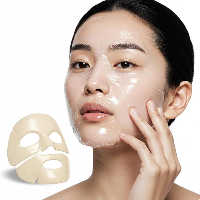 Hydrogel Face Mask 4 Pack - Niacinamide, Bakuchiol, Glutathione, 8 Vitamins - Anti-Aging Hydrating Korean Sheet Mask for Radiant Skin | K-Beauty | 1.05oz x 4ea