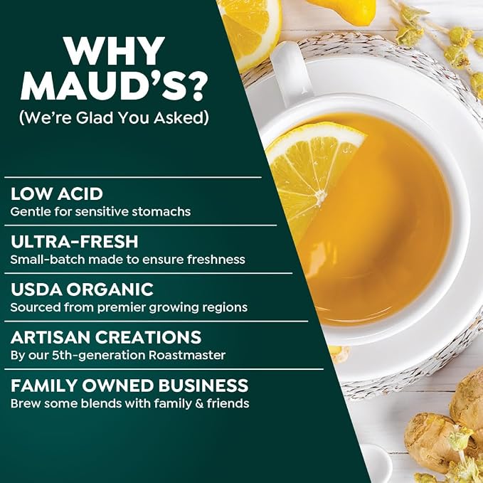 Maud's Organic Passion Green Tea Pods, 48 ct, Single Serve Tea Pods – 100% Gourmet Blended Tea Leaves, Compatible with Keurig K Cups Maker