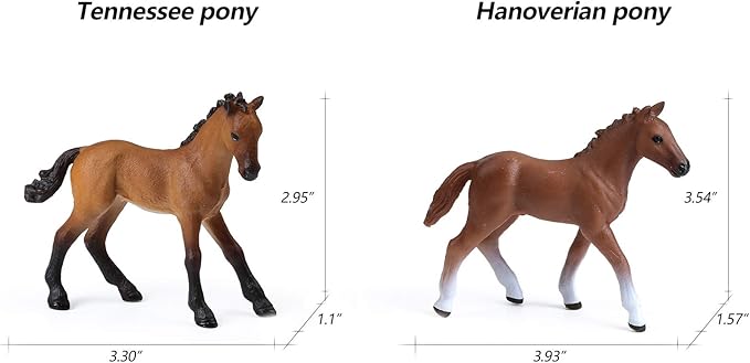 UANDME 8PCS Realistic Foal and Horse Figurines, Plastic Pony Toys for Girls and Boys, Horse Club Cake Topper and Party Decoration