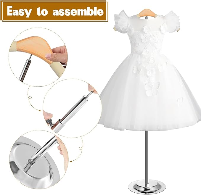 Huaerle 5 Pcs Child T Shirt Display Stand Adjustable Clothes Rack Display Flexible Shoulder Stand Portable Clothes Hanger Clothing Hanging Rack for Garment Coat Retail Vendor, Height 16-27.9In