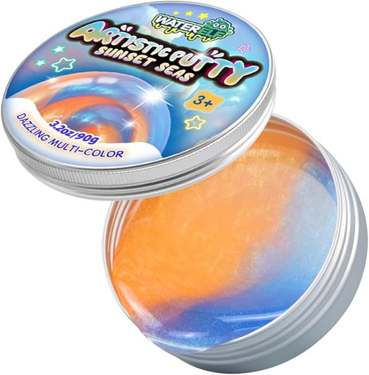 WATERELF Sensory Putty for Kids, Fidget Stress Relief Play Putty for Boys Girls Adults, Non-Sticky Therapy Toys - 3.11 Inch 3.2 Oz - P010-Blue/Purple