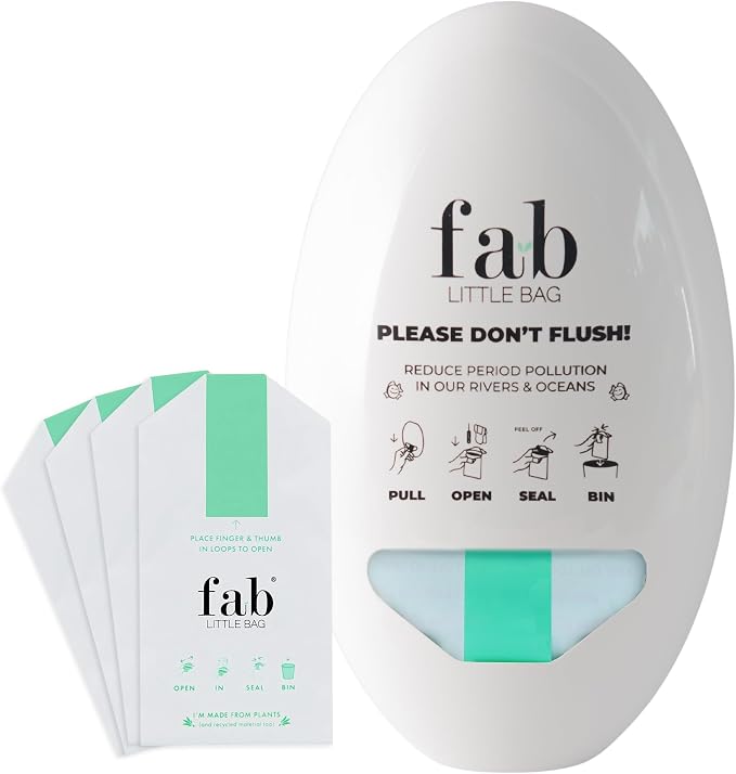 Fab Little Bag Feminine Hygiene Disposable Bags Set for Tampons and Sanitary Pads, Feminine Care Products Kit, Comes with 100 Bags and the Dispenser