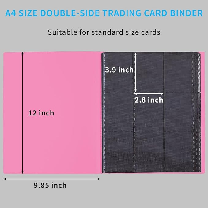 Card Binder, 360 Pockets Upgraded Trading Card Binders, Cards Collection Binder 9 Pocket, Side Loading Yugioh Binder Book Holder for MTG, TCG, Sport, Football, Baseball Collector Cards - Rose red