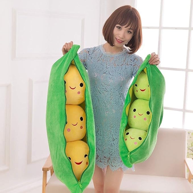 Giant Peas in A Pod Plush Toy Pea Pod Pillow Cute Pea Stuffed Toys Plant Doll Various Sizes (Green Beans,19.6''/50cm)