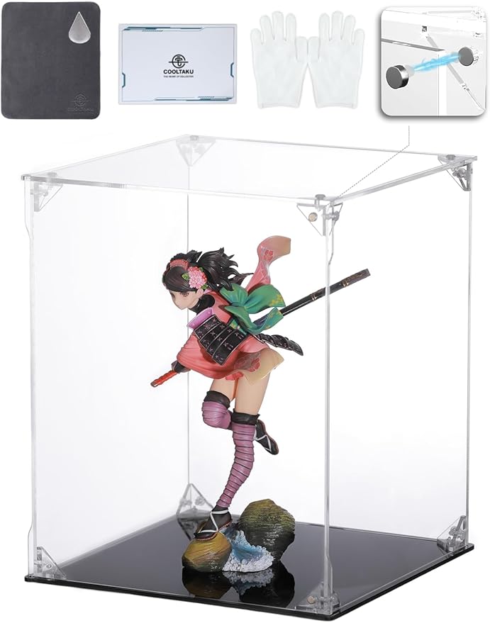 Clear Acrylic Display Case, Front-Open Door with Magnetic Buckle, Assemble Display Box, Dustproof Protection Showcase for Figures, Collections, Models, Toys (8x8x10 inch, 20x20x25 cm)