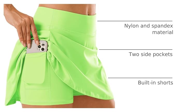 Stelle Women's Tennis Golf Skirts High Waisted with Pockets Inner Shorts for Athletic Skorts Sports Running Pickleball