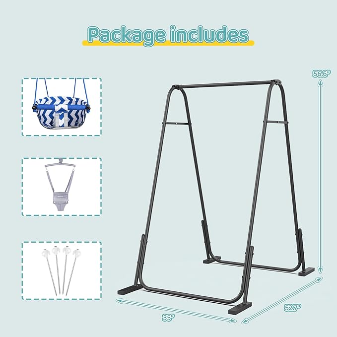 Slevoo 2 in 1 Baby Jumper Swing, Portable Toddler Swing with Foldable Stand, Indoor Outdoor Baby Jumpers and Bouncers, 6 Months to 6 Years, Grey