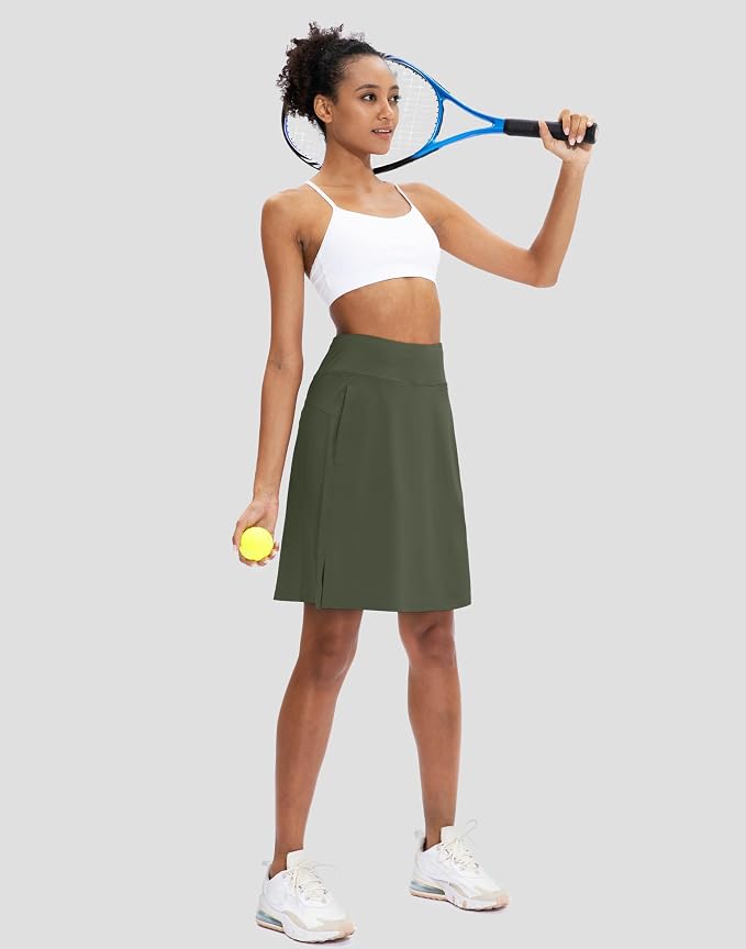 Women's 20" Knee Length Skorts Skirts UPF50+ Athletic Tennis Golf Skirt for Women Casual Summer Skirts