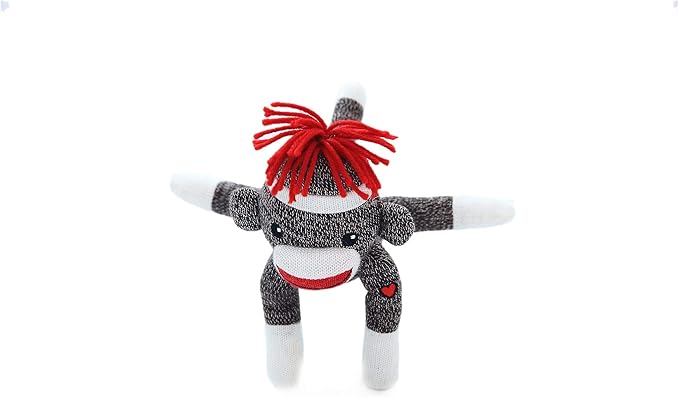 Plushland Adorable Sock Monkey 8 Inches Tall - Soft Realistic Plush Knitted Stuffed Animal Toy Gift - for Kids, Babies, Teens, Girls and Boys (Brown)