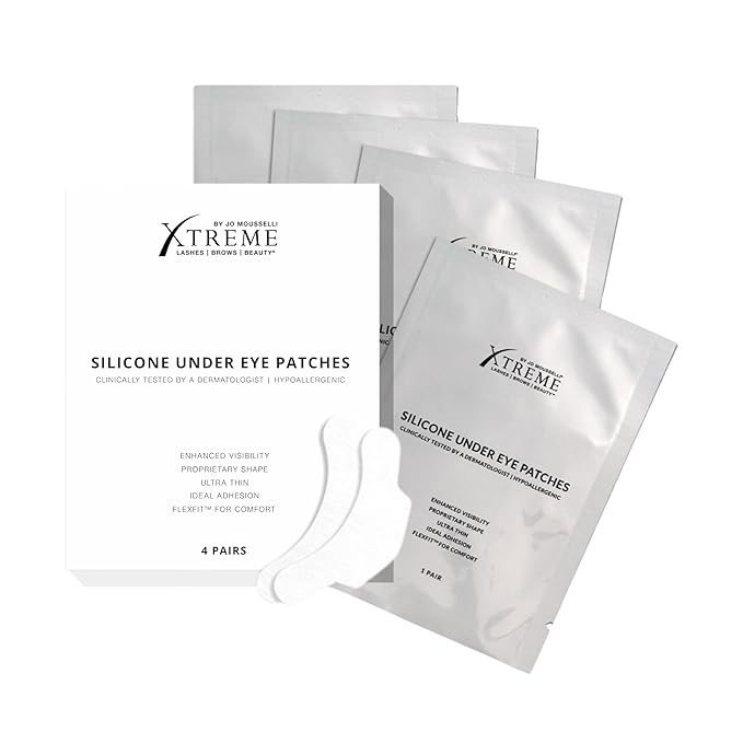 Xtreme Lashes Silicone Under Eye Gel Patches, 4 Pairs, Hypoallergenic, Matte, UV Blocking Lower Eye Pads for Lash Extension Application, FlexFit Technology, Self-Adhering