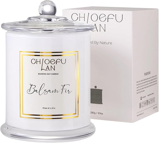 Balsam Fir Scented Candle, Holiday Candles for Home Scented with Notes of Cedarwood, Oak, Moss & Fir, Christmas Decor, Christmas Gifts for Women & Men, Winter Candles, 70 Hours 10 oz