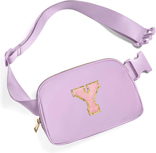 Gitus Initial Belt Bag Fanny Pack Crossbody Bag for Girls Birthday Gifts Age 8-10 Teen Girl Gifts Trend Stuff Personalized Letter Gifts for Daughter Sister (Lavender-Y)