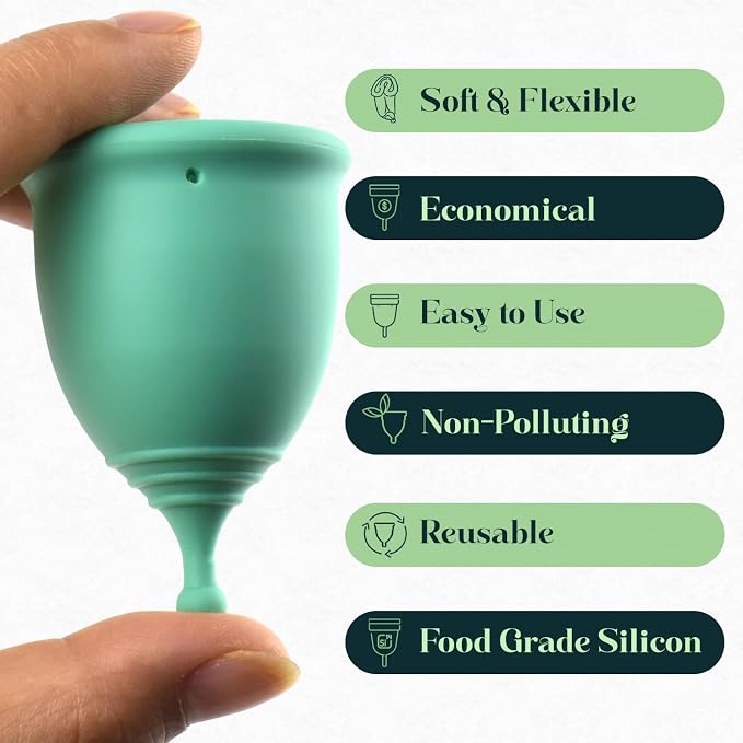 SHORDY Reusable Menstrual Cups (Small & Large) Set of 2 with Box, 100% Soft Silicone, Copa Menstruelle, Period Cup, Heavy & Light Flow, Feminine Hygiene, Tampons, Pads & Disc Alternative for Women