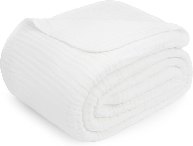 Comfy Cubs Adult Muslin Blanket 108x90” King Swaddle Blankets, White | 6 Layer Soft, Breathable & Lightweight Muslin Adult Blanket - Machine Washable & Designed in the US Bedding for All Seasons