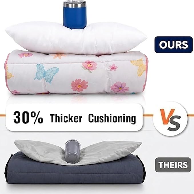 Primlect Thickened Toddler Nap Mat with Removable Pillow and Minky Blanket, Extra Large 55''x35'' Sleeping Bag, Washable, Roll up, Perfect for Daycare, Preschool, Kindergarten, Girls Butterfly