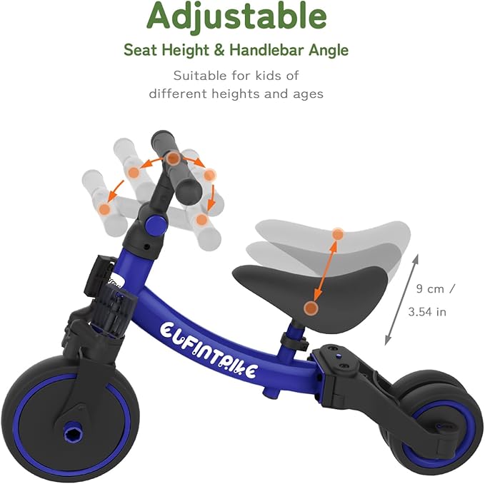 besrey 5 in 1 Toddler Bike for 1 Year to 4 Years Old Kids, Toddler Tricycle Kids Trikes Tricycle, Toys for Boy & Girl, Balance Training, Removable Pedals