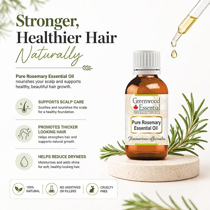 Greenwood Essential Pure Rosemary Essential Oil (Rosmarinus officinalis) Steam Distilled 5ml (0.16 oz)