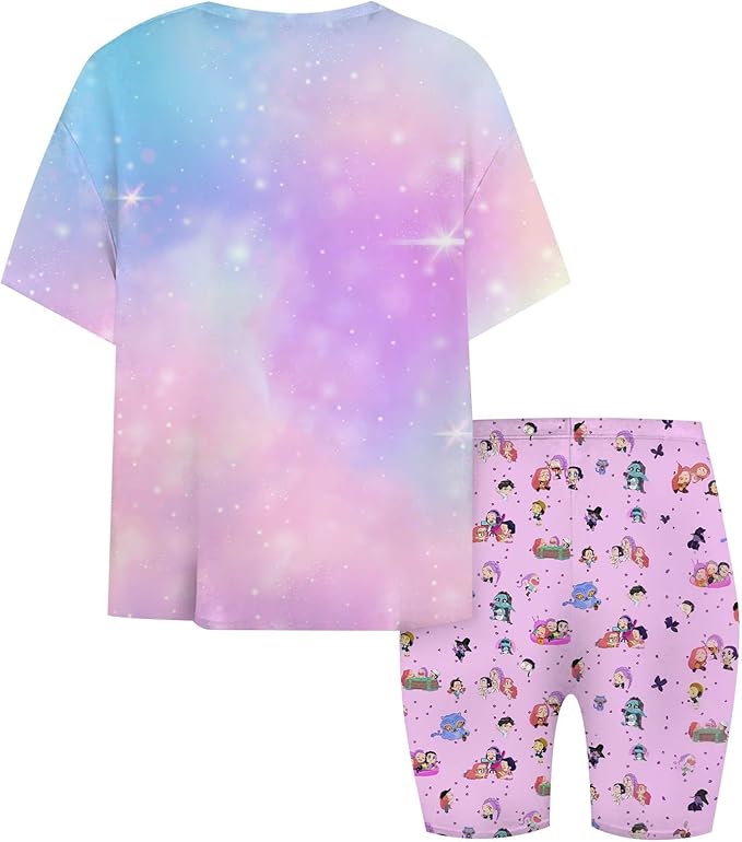 K-POP DEM0N Hunters Outfits for Girls, 2 Piece T-Shirts and Apparel Sets Birthday Gift