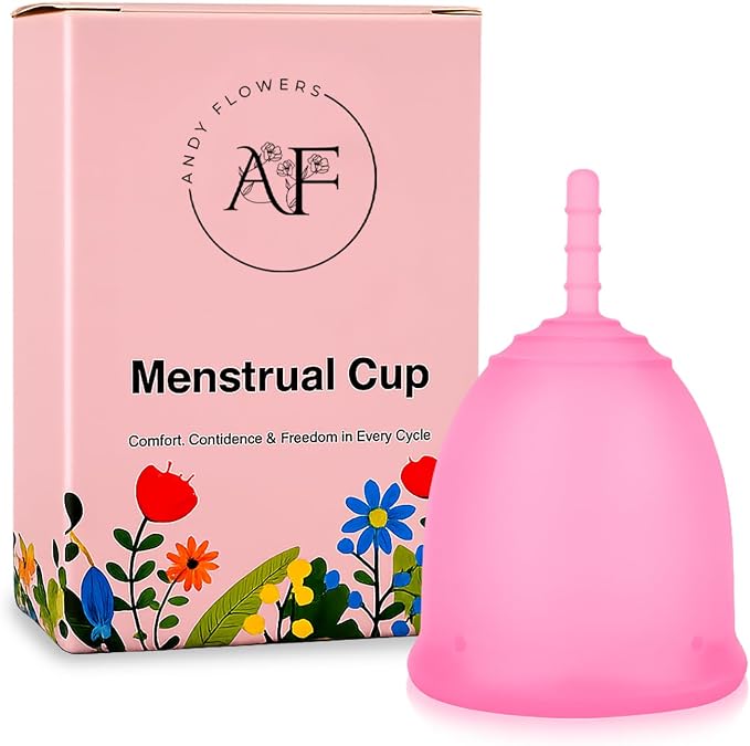 Reusable Menstrual Cup, Medical Grade Silicone Period Cup for Women & Beginners, Eco-Friendly Feminine Hygiene, Leak-Free Comfort for Up to 12 Hours (Small & Large) (Pink, Small)