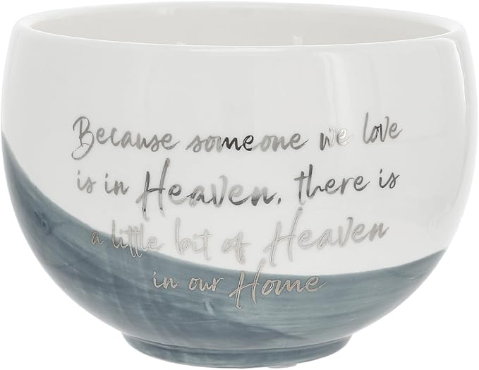 Pavilion Gift Company - Someone We Love is in Heaven, There is A Little Bit of Heaven in Our Home - 15oz Soy Wax Candle in Ceramic Vessel in Memory Loss of Loved One Remembrance Bereavement Gift