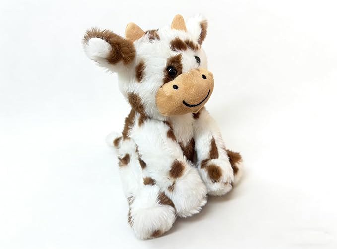 Cute Cow Plush Stuffed Animal Doll Toy 8 inch for Girls Boys One Pieces （Each one has a Different Pattern） (sit Cow bd Brown