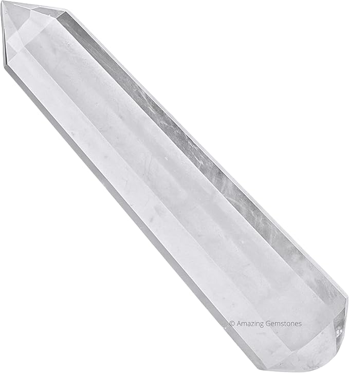 Amazing Gemstone Clear Quartz Crystal Wand Massage Stick - Pelvic Wand Gua Sha for Adults - Crystals and Healing Stones Massage Wands for Adults Gifts (Pointed)