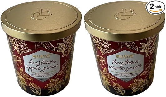 Bellevue Luxury Candles, 12 OZ Fragranced Candle, Soy Blend Wax, Essential Oils, Long-Lasting Burn, Home Fragrances, Aromatherapy Home Scented Candles Scent Heirloom APPLEGROVE Pack of 2