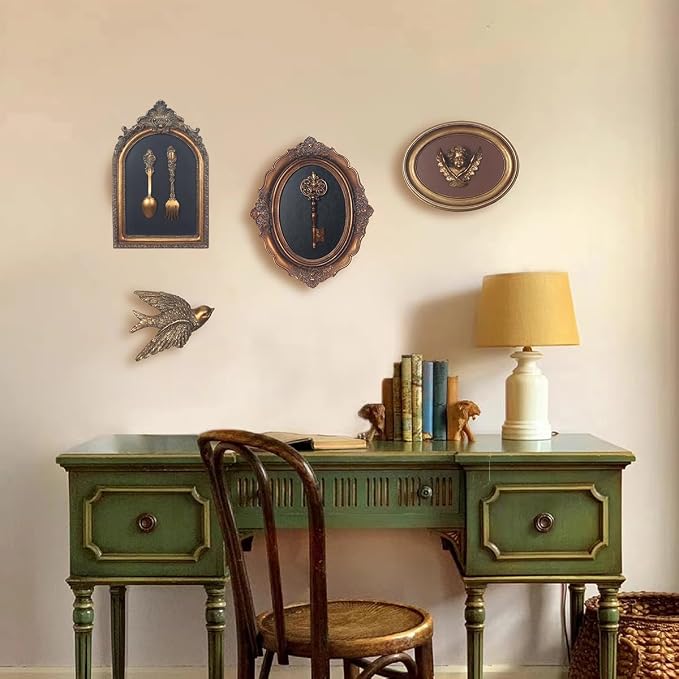 S-MANTIS Vintage Wall Sculpture, Antique Pediment, Hallway Wall Art, Hand Painted Wall Decoration With Intricate Cherub Wings Centerpiece, Gallery, Unique Gift (Antique Gold- Cherub)