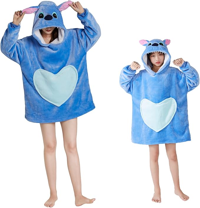 Unisex Animal Wearable Hoodie Blanket,Snuggly Blanket with Sleeves, Comfy Warm Sweatshirt with Pocket,for Kids
