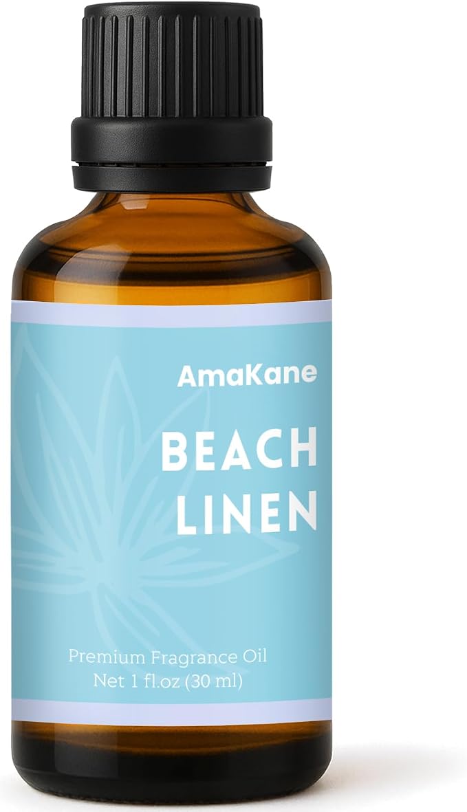 AmaKane Beach Linen Fragrance Oil for Aromatherapy, Beach Essential Oil for Diffusers for Home, DIY Candle Making Scents, Summer Fragrance Oil for Soap Making, 30ml