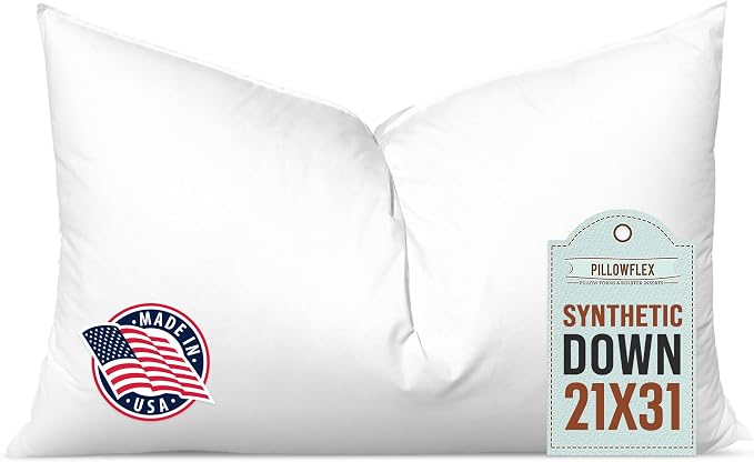 Pillowflex Synthetic Down Pillow Insert 21x31 in - Karate Chop Pillow | Oversized Queen Sham Form, Plush Polyester Cotton Blend, Cloud-Like Comfort, Clump-Resistant Fill, Smooth Elegant Finish