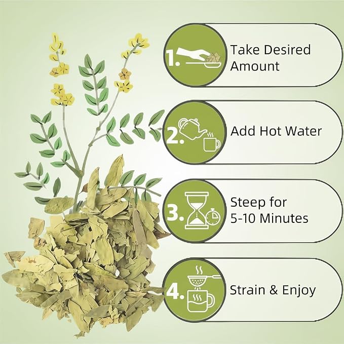 Senna Leaves Tea, Dried Herbal Tea, 100% Natural – 3.53 oz (100g) | Loose Leaf Dried Senna Alexandrina, Non-GMO, Caffeine-Free