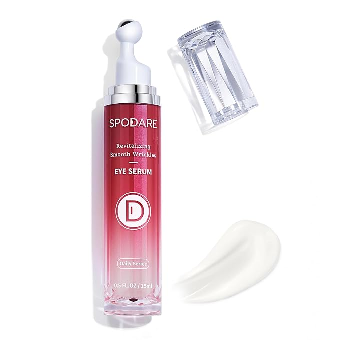 SPODARE Caffeine & Retinol Eye Serum for Dark Circles, Puffiness and Wrinkles, Under Eye Cream with Hyaluronic Acid, Niacinamide & Peptides, Roller Serum with 360°Massage Ball - 0.5 fl. oz