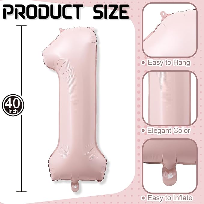 17th Birthday Balloons for Girls, 40'' Foil Self Inflating Dusty Light Baby Pink Number 17 Balloon, Pastel Blush Pink Big Helium Mylar 17 Balloon Number for Birthday Party Decor Anniversary Decoration