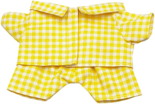 niannyyhouse 10cm 15cm 20cm Plush Doll Clothes Shirt Pants Multi-Color Plaid Pajama Set Doll Dressup (Yellow, 20cm)