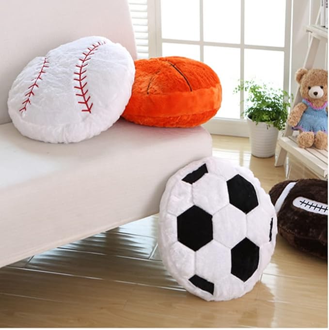 Football Sports Pillow Fluffy Soft Throw Pillow Toy ，14" Durable Sport Basketball Plush Toys,Plush Pillow Toys Gift for Kids Boy Girls Children Room Decoration