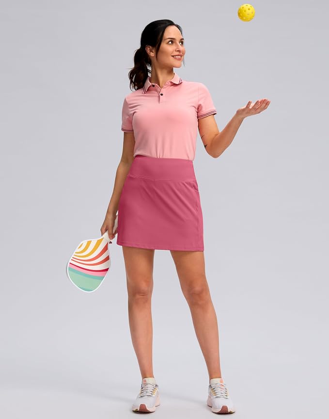Women's Golf Skirts Skort 4 Side Pockets High Waisted Stretchy Tennis Skirt | Silky Soft, Lightweight, Breathable, Built-in Mesh Shorts, High Waisted, Elastic waistband, Moisture-Wicking, Athletic