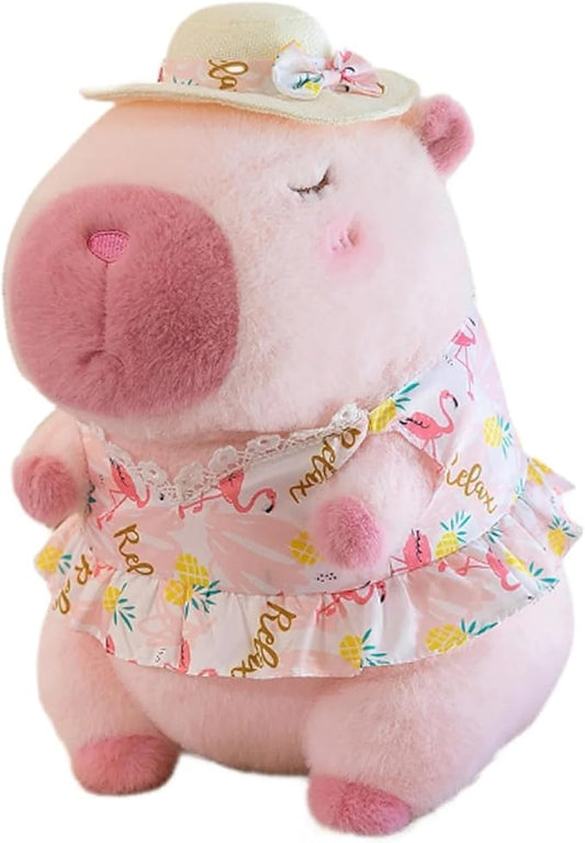 12 Inch Cute Animal Capybara Plush Toy with Pink Skirt, Cute Animal Plush, Cute Doll Gift for Kids for Girls/Boys, Kawaii Anxiety Stuffed Animal Plushie, Bedtime Huggable Companion