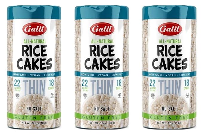 Galil Thin Rice Cakes No Salt | All Natural, Non-GMO, Vegan, Kosher, Gluten-Free Rice Cakes 3.5 Ounce (Pack of 3)