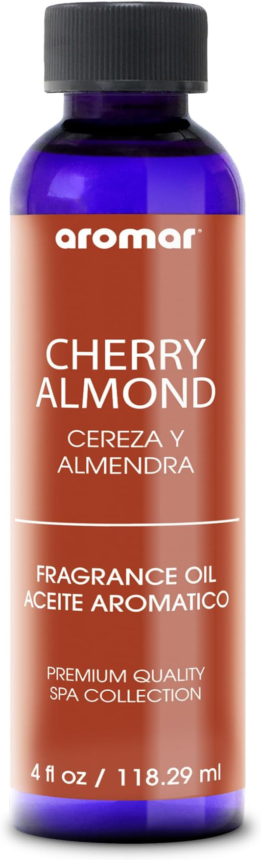 Aromar Premium Fragrance Oil, Long-Lasting, Refreshing Uplifting Aroma for Aromatherapy, Relaxation & Household Uses, Cherry Almond 4 oz.