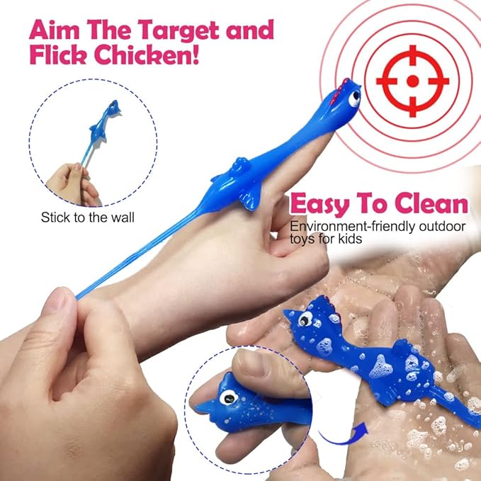 Slingshot Rubber Chicken Flick Flying Flingers Stress Gag Toys, Funny Christmas Stuffers Easter Chicks Novelty Gifts for Kids (Multi-color 30 Pcs)