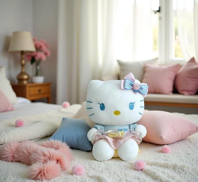 AlphaDesignLuxe Kitty Plush 10” Collectible Kitty Plushie Cute Stuffed Animal Toy Adorable Kawaii Doll (Girly)