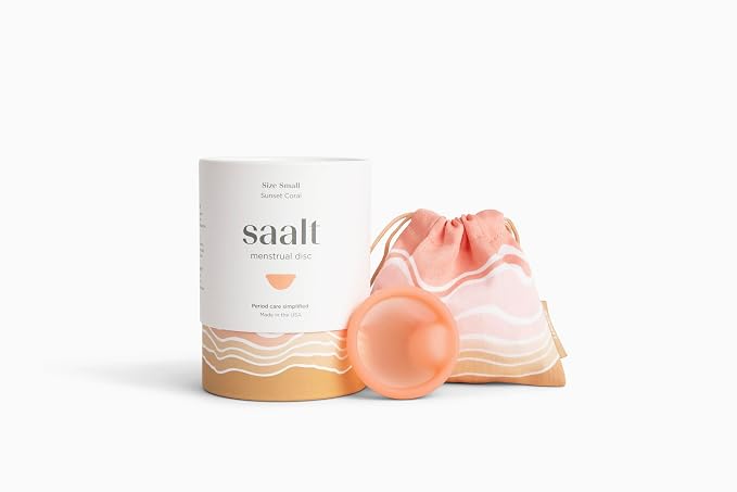 Saalt Menstrual Disc - Soft, Flexible, Reusable Medical-Grade - Removal Notch - Tampon Alternative - Made in USA - Lasts 10 Years (Coral, Regular)