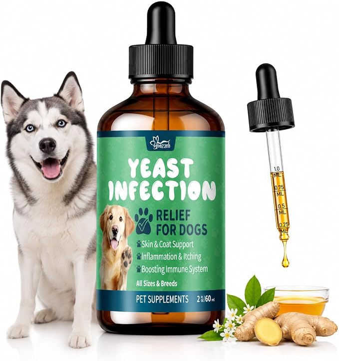 Yeast Infection Treatment for Dogs,Dog Ear Infection Treatment,Itchy Ear,Skin,Paws&Relief-Reduces Inflammation&Relieves Irritation,Dog Supplement Drops with Multivitamins Probiotics,60ml(1 Pack)