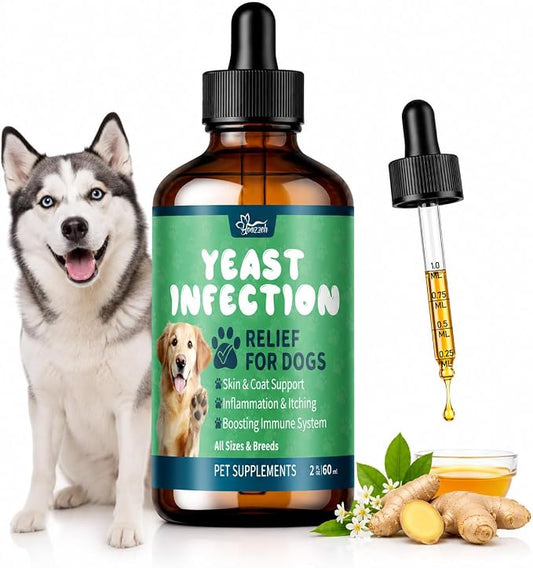 Yeast Infection Treatment for Dogs,Dog Ear Infection Treatment,Itchy Ear,Skin,Paws&Relief-Reduces Inflammation&Relieves Irritation,Dog Supplement Drops with Multivitamins Probiotics,60ml(1 Pack)