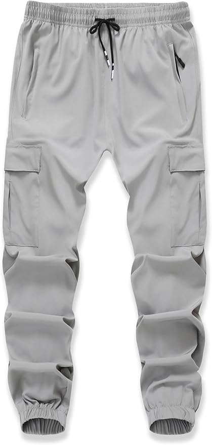 Boy's Cargo Joggers Pants Youth Quick Dry Hiking Lightweight Pants for Sports Outdoor with Zipper Pockets