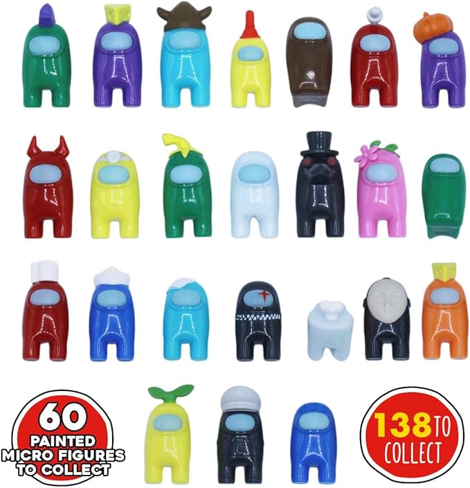 Among Us Micro Figures – Blind Bag of 3 Officially Licensed Crewmate & Imposter Mini Figures (138 to Collect + Metallic & Glow-in-The-Dark Surprise)