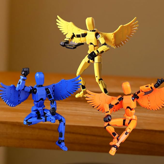 WEAREWE 13 Action Figures Se13 Action Figure with Wing Multi-Jointed Movable Toy for Kids(DIY Wing-Yellow)