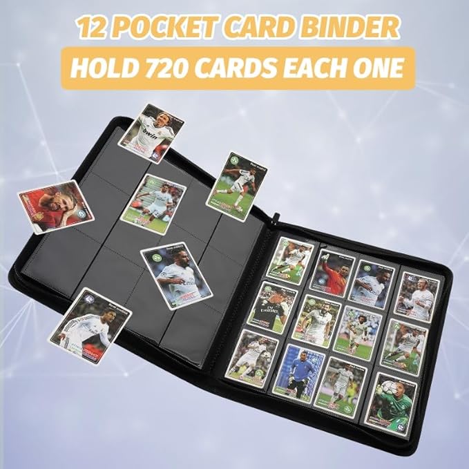 Trading Card Binder 12 Pocket, GERMUN PU Cover Card Binder for 720 Cards, Premium Trading Card Holder Folders, Double Sided Pocket Card Album for MTG, TCG (Blue)